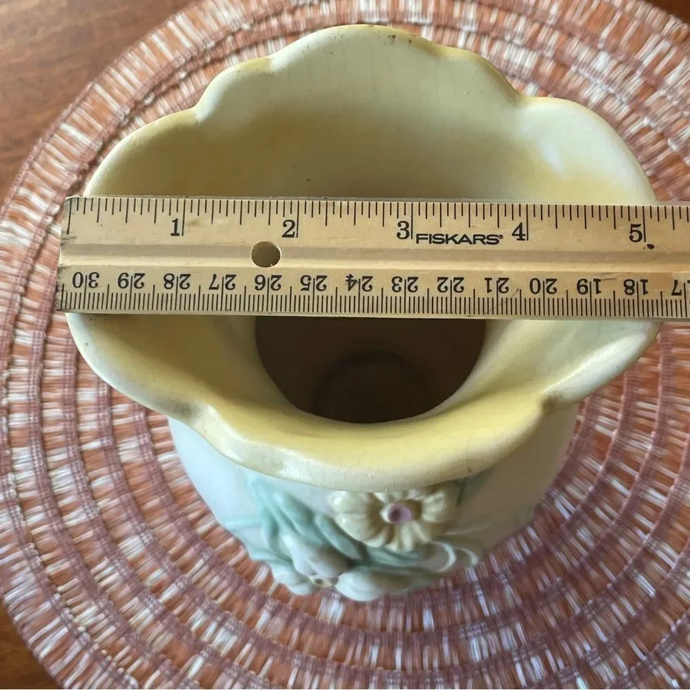 Vintage Hull Art Floral Double Handle Pottery Vase Pink Yellow Pink Green